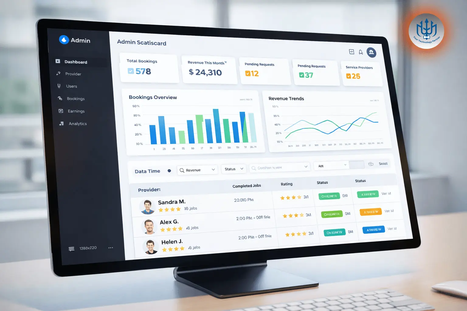 Monitor users, manage bookings, handle payments, and oversee operations.